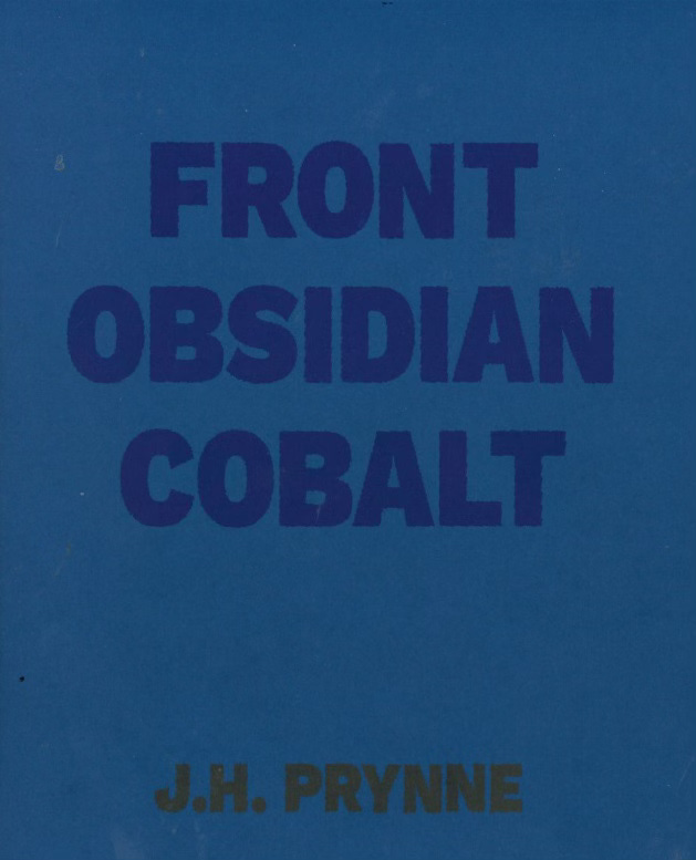 Book cover dark blue with darker blue text FRONT OBSIDIAN COBALT