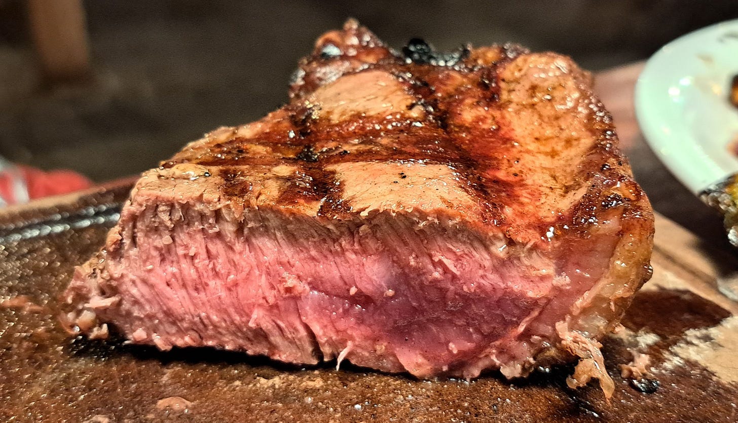 A portion of ribeye steak A portion of ribeye steak