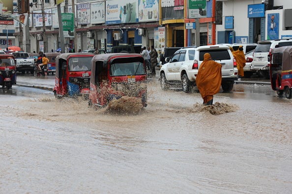 Heavy rains flooded roads in Somalia Heavy rains flooded roads in Somalia