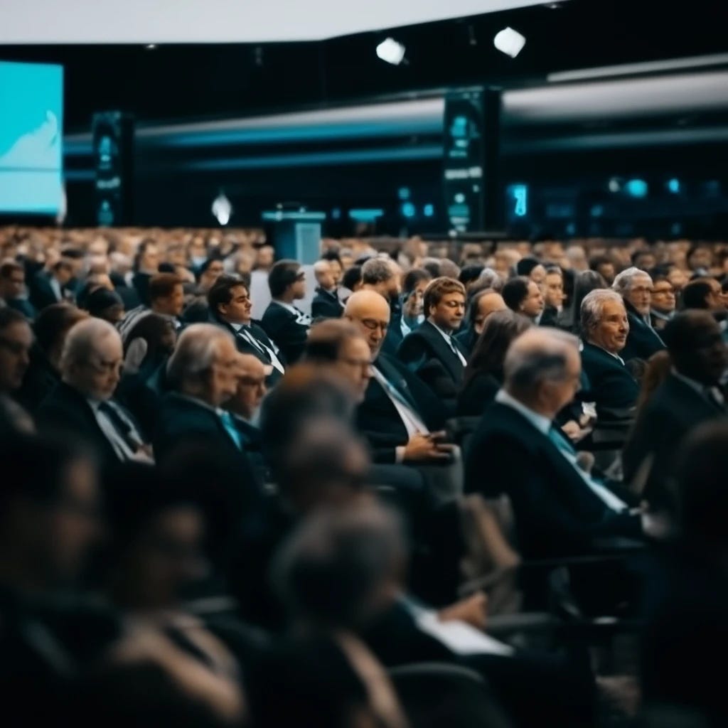international conference held in Geneva Switzerland with hundreds of delegates listening to man speak