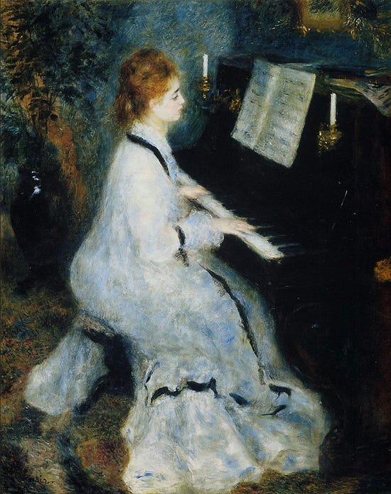 Young Woman at the Piano, 1876, Pierre-Auguste Renoir Young Woman at the Piano, 1876, Pierre-Auguste Renoir