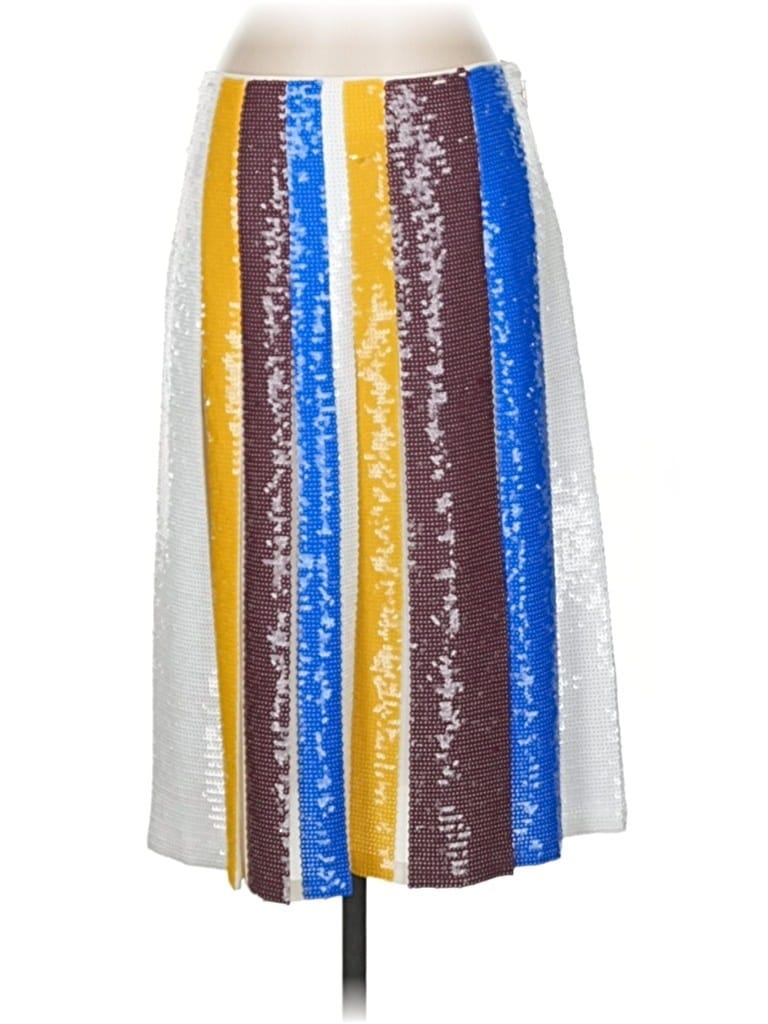 Emilio Pucci 100% Silk Color Block Silver Ivory Silk Skirt Size 8 - photo 1