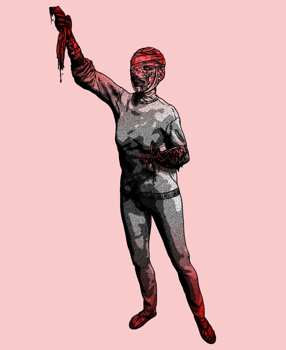 Cultist from the Church of Divine Mutilation. ( cw: gore )