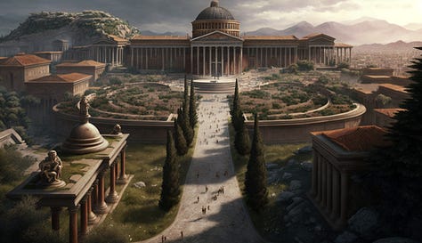 Midjourney prompt: all roads lead to rome during roman empire era triumphant insanely detailed