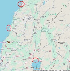 Location of Tyre and Sidon