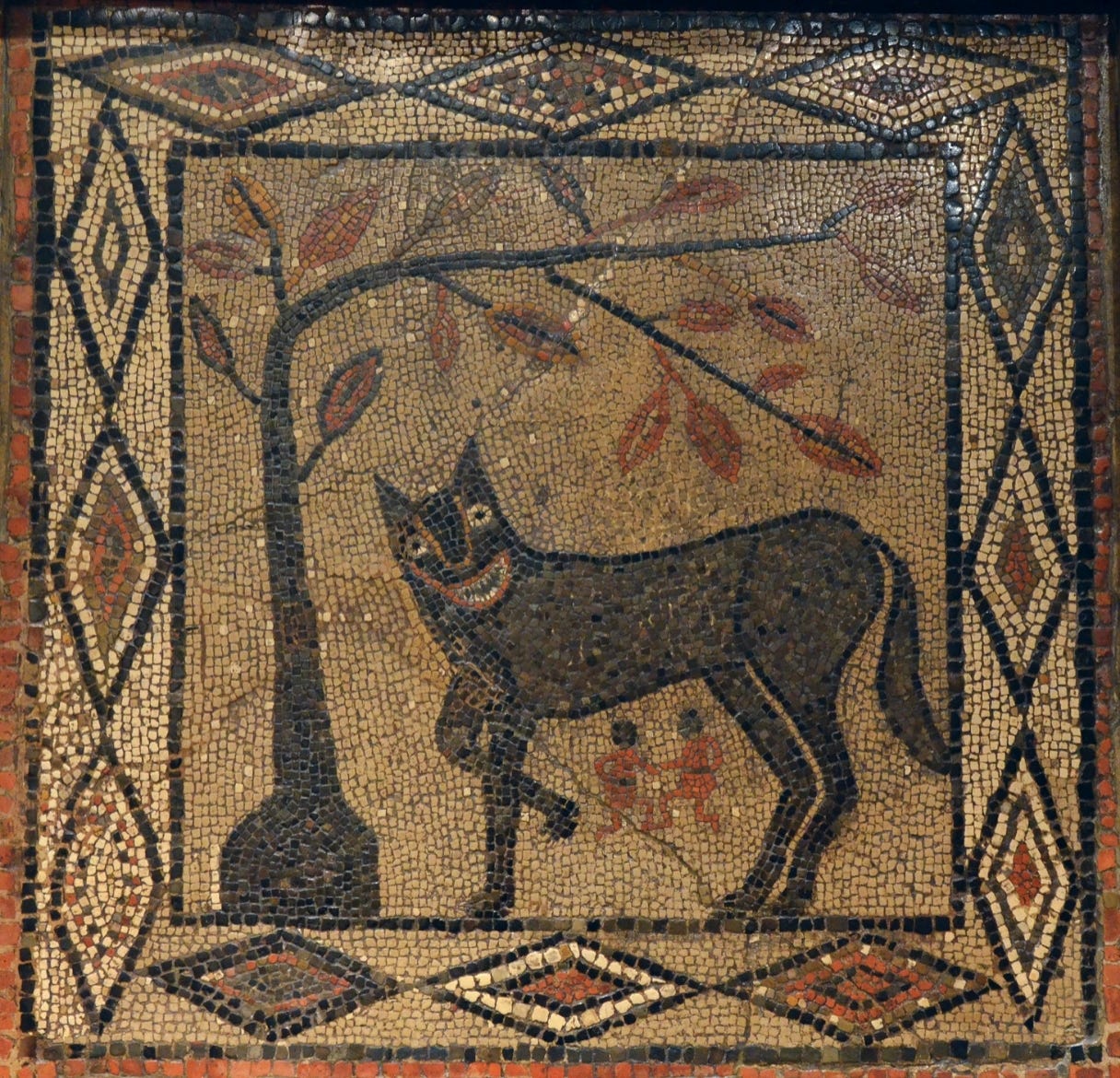 Roman mosaic of the she-wolf with Romulus and Remus Roman mosaic of the she-wolf with Romulus and Remus