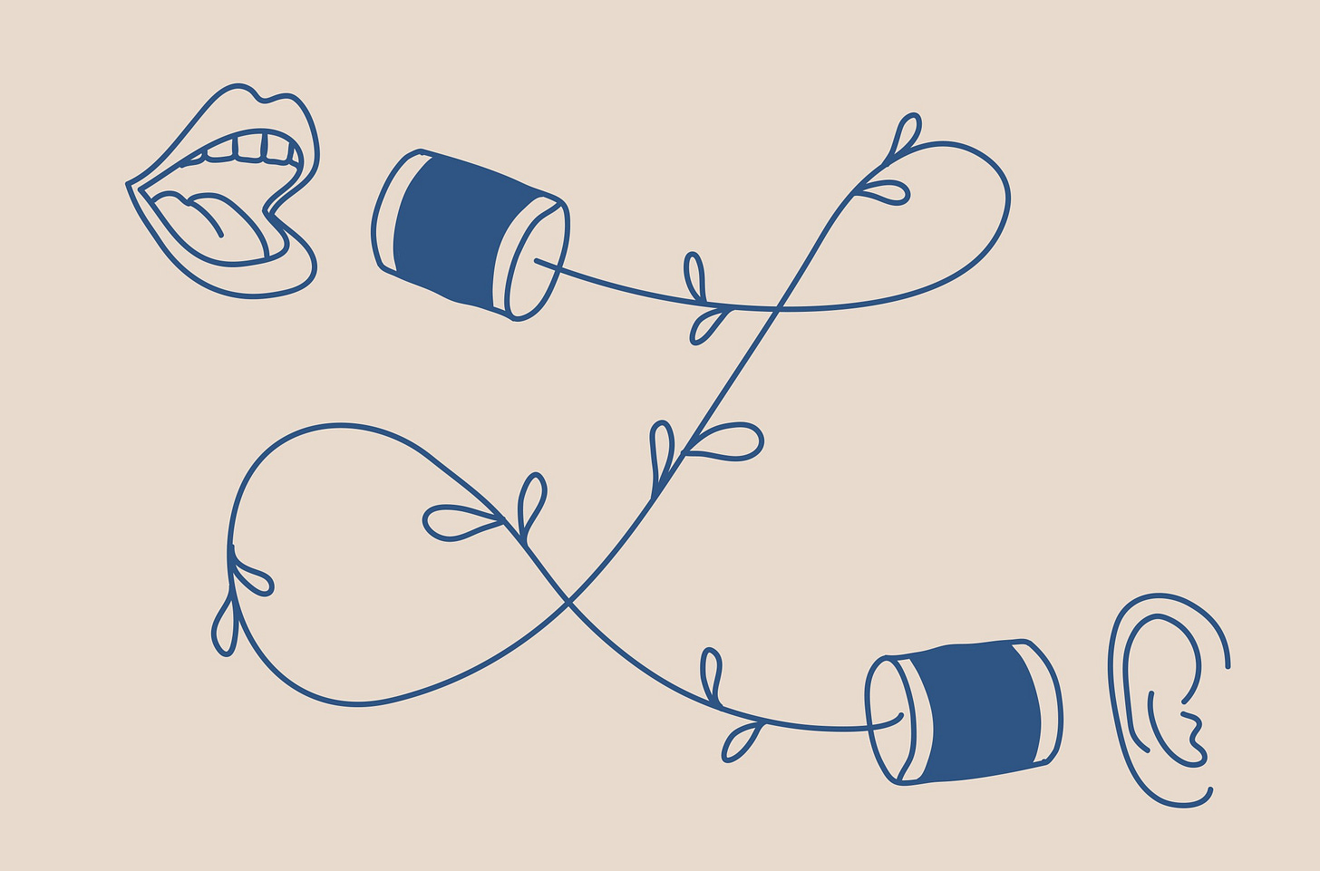 Communication system, two paper cups with string, mouth and ear, can phone Communication system, two paper cups with string, mouth and ear, can phone