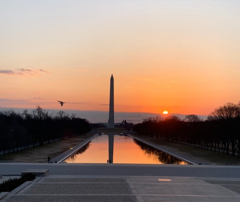 sunrise over washington monument