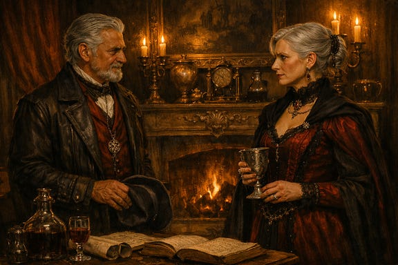 Lady Wachter meeting Van Richten in the Wachterhaus sitting room