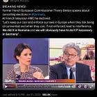 Former EU Commissioner Breton to Join Bank of America, Threats to 'Annul' German Elections