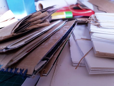 Books I made and workspace images from the tween time creativity.