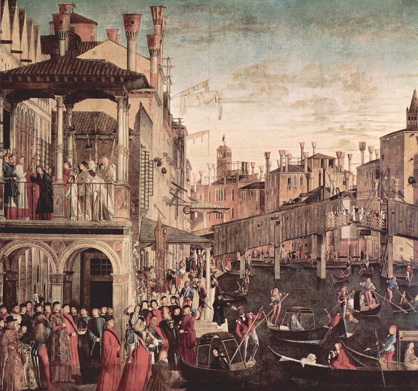 Venice and the Rialto bridge in 1494, painted by Vittore Carpaccio Venice and the Rialto bridge in 1494, painted by Vittore Carpaccio