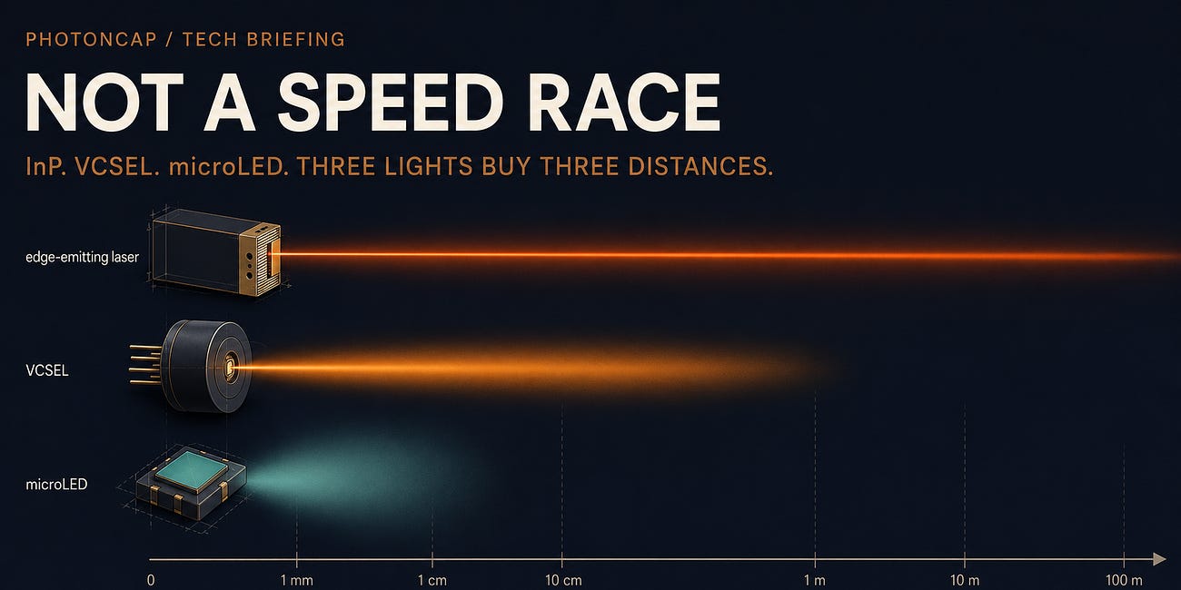 The AI Light Source War Is Not a Speed Race: InP, VCSEL, and μLED Are Buying Different Distances