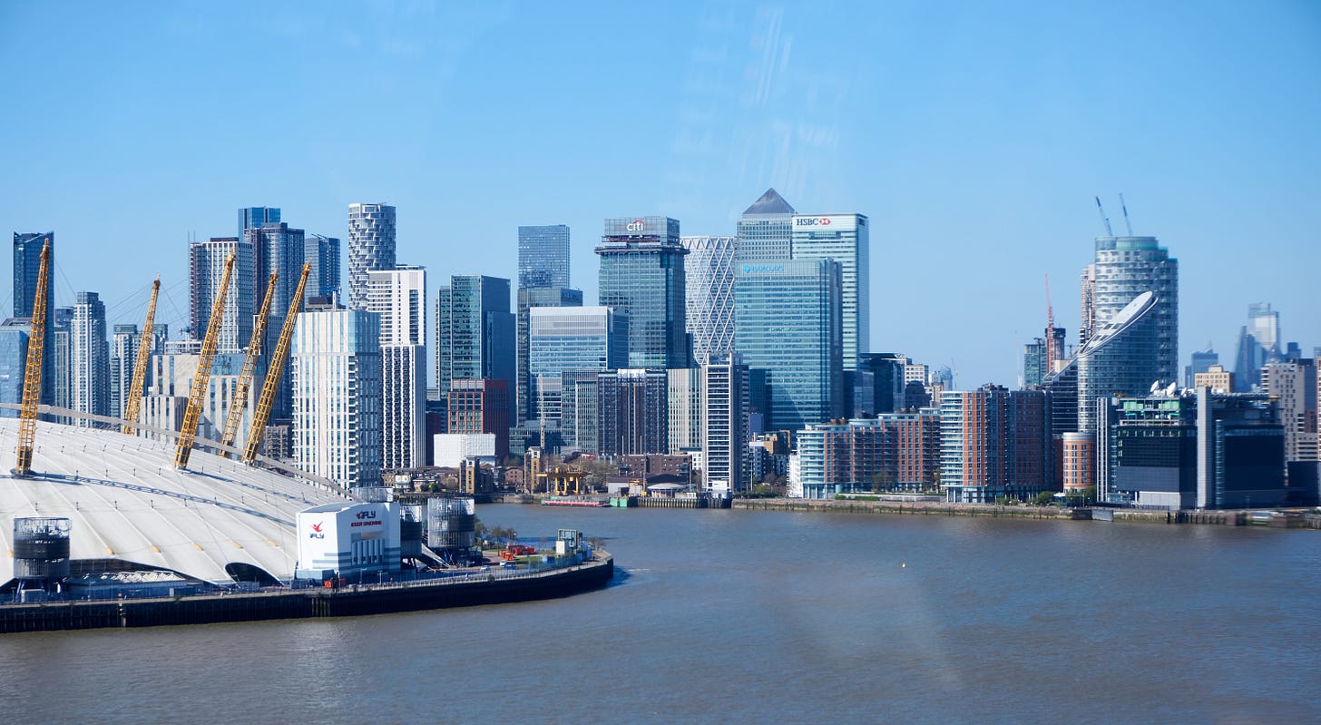 The O2, Canary Wharf, River Thames