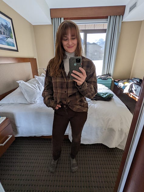 Mirror selfies with different outfit combinations