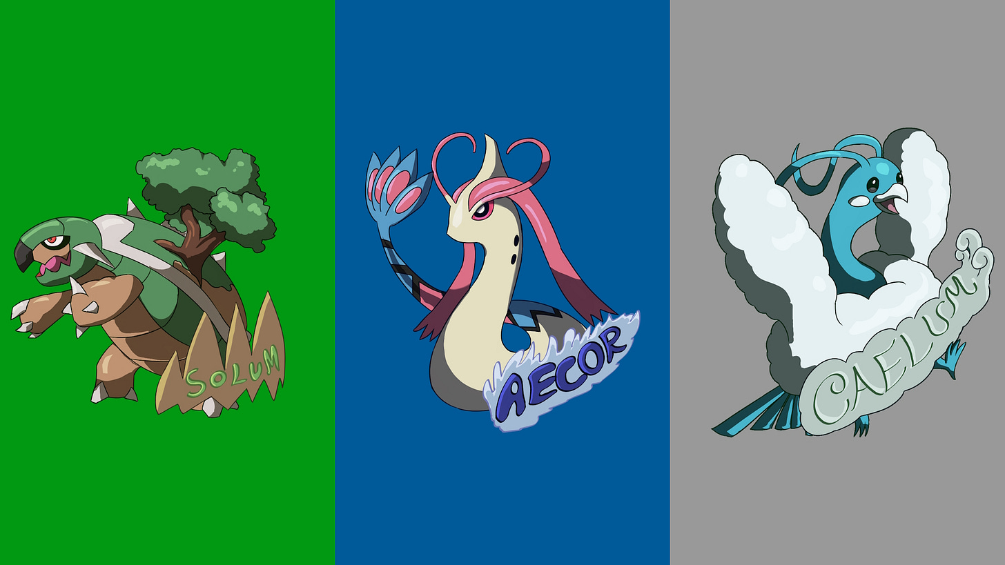 PokéCommunity Get-Together banners from 2021 (Team Earth, Team Sea, Team Sky)