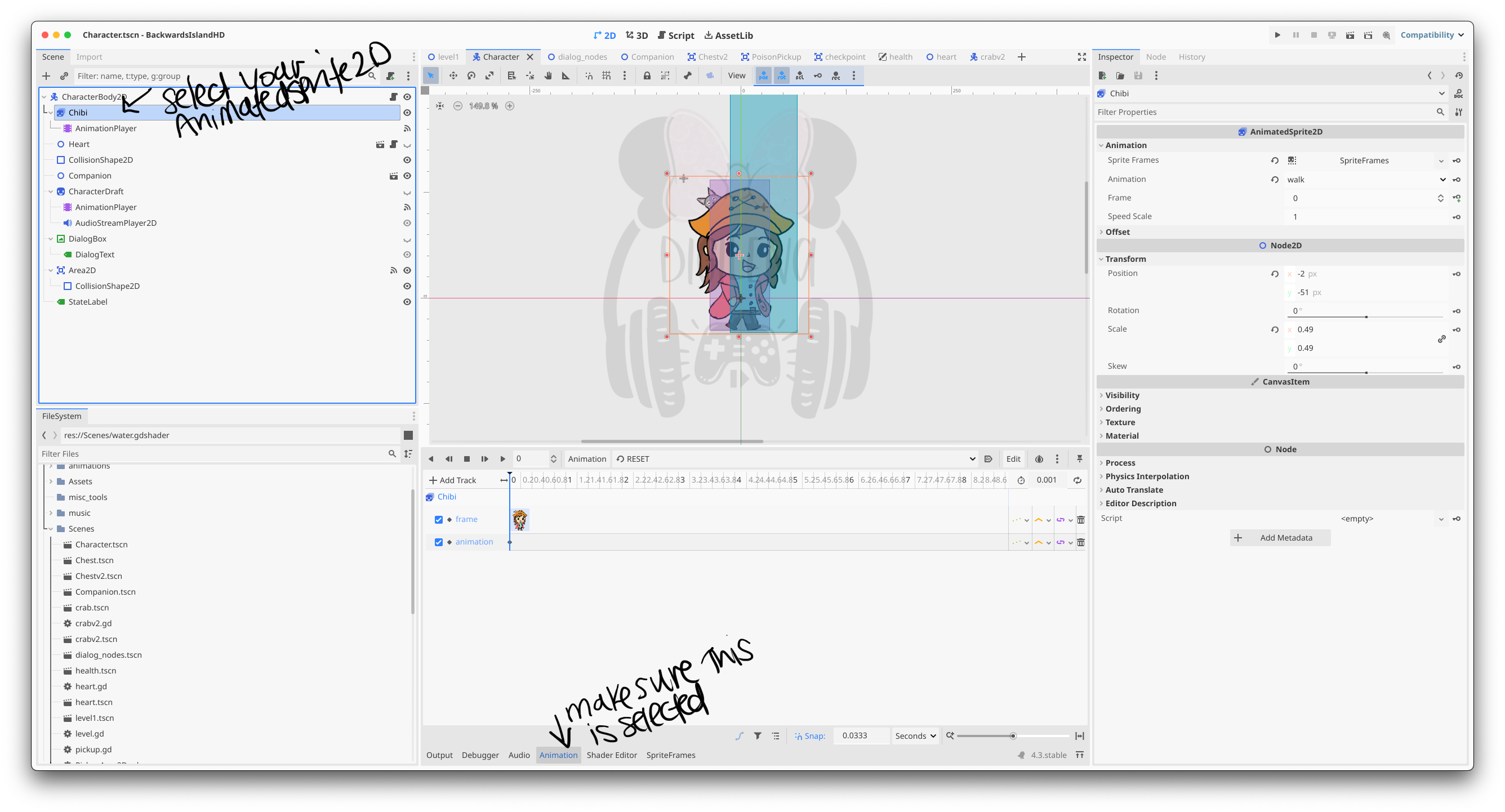 How To: Using AnimatedSprited2D node with AnimationPlayer(2D)