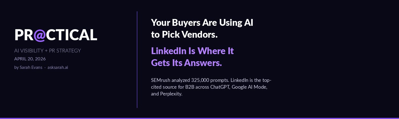 Substack banner artwork for Sarah Evans' post about AI choosing vendors