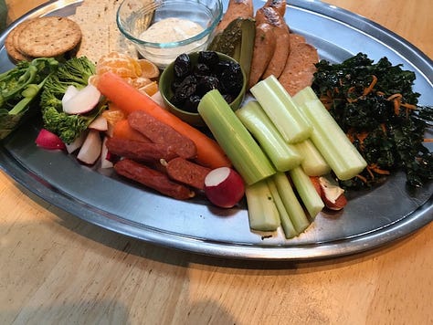 Platters of food for simple meals.