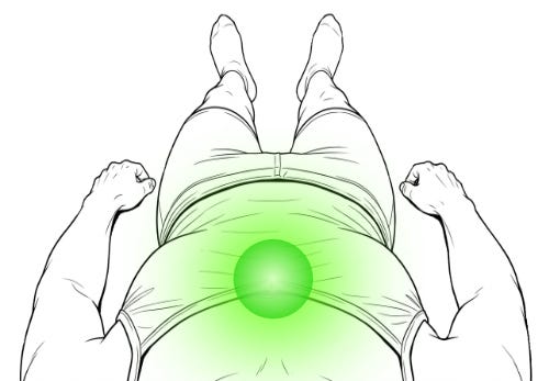 Green orb coming from chest seen during the gateway tapes patterning session