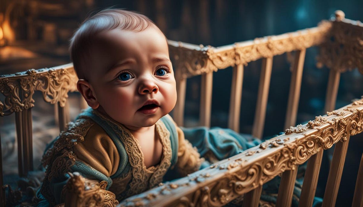 Baby standing in cot Baby standing in cot