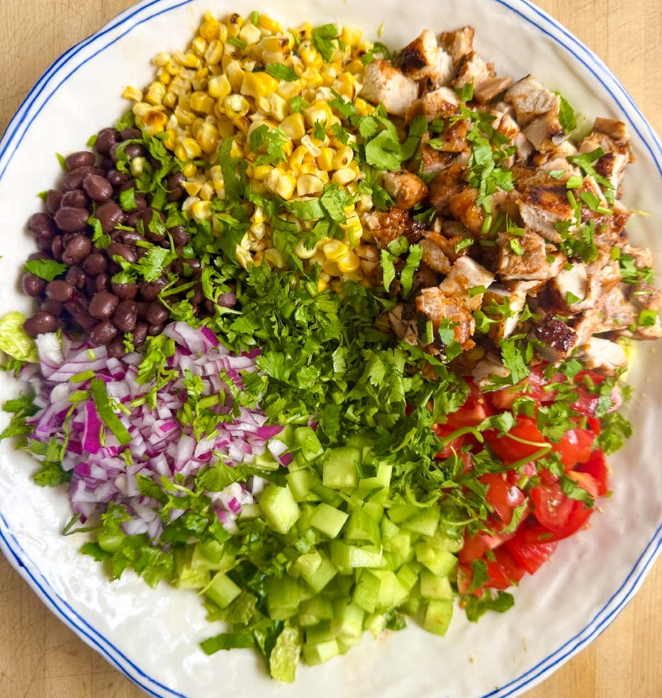 BBQ Chicken Chopped Salad with Creamy Chipotle Dressing