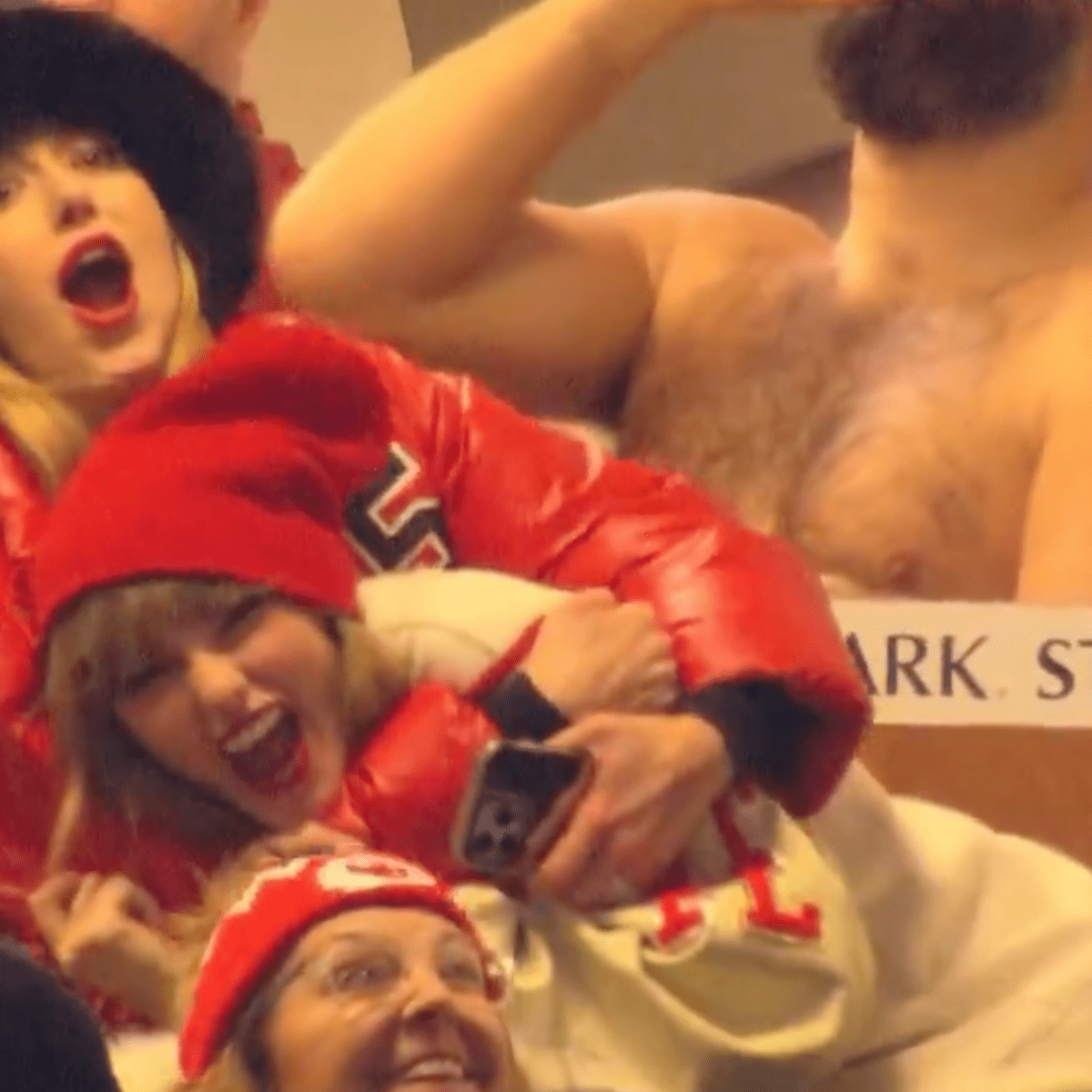 Cameras Caught Topless Jason Kelce Chugging Beer Behind Taylor Swift, and  Fans Loved It - Sports Illustrated