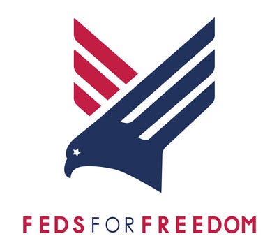 Feds for Freedom logo: a red and navy stylized eagle above the organization's name.