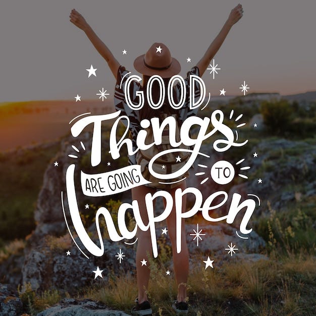 Free vector positive lettering with woman in the fields