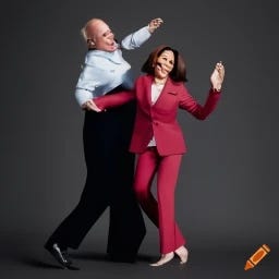 Tim Walz and  Kamala Harris dancing