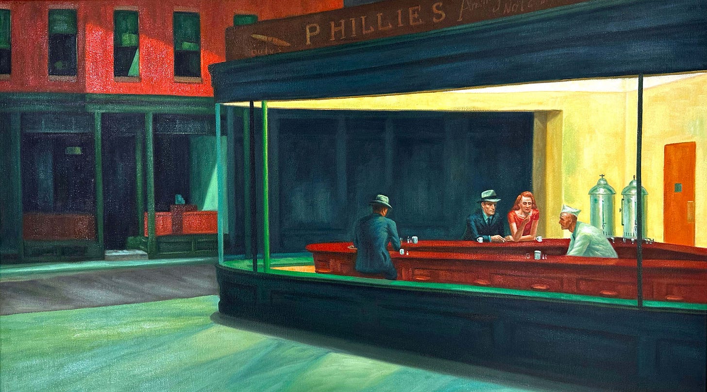 Reproduction of Nighthawks by Edvard Hopper – Galerie Mont-Blanc Reproduction of Nighthawks by Edvard Hopper – Galerie Mont-Blanc