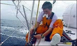 Ellen MacArthur works on her 60-foot long yacht, Kingfisher Ellen MacArthur works on her 60-foot long yacht, Kingfisher