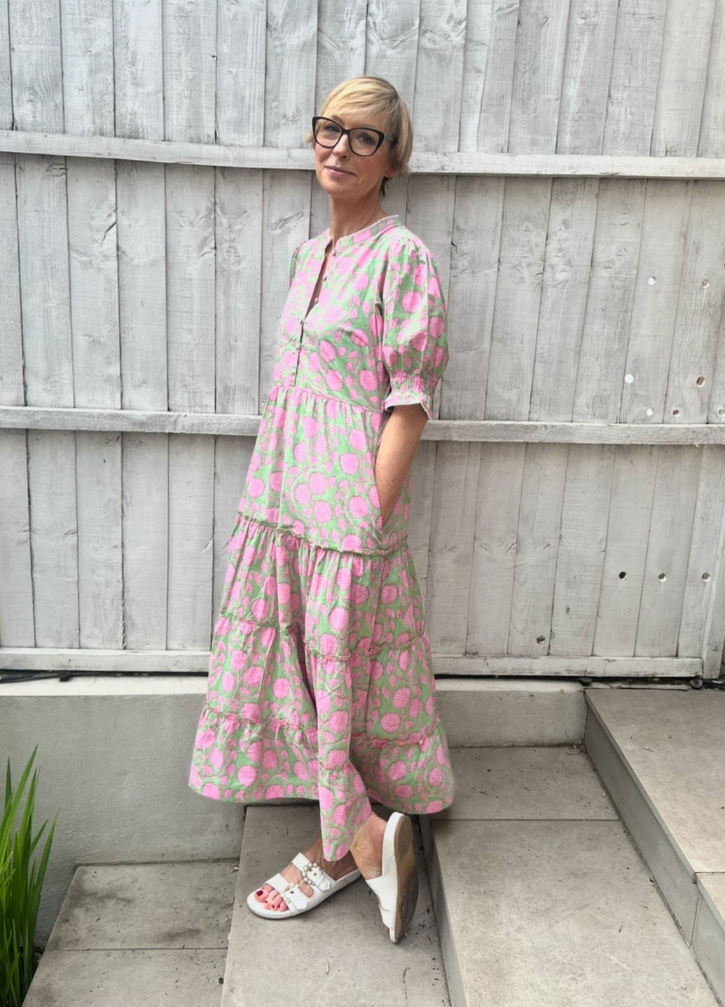 pink baggy dress Womens Baggy Midi Dress Pullover Summer Casual Loose Fit Dresses for Women Crew Neck Plus Size Dress with Pockets (Small, Pink)
