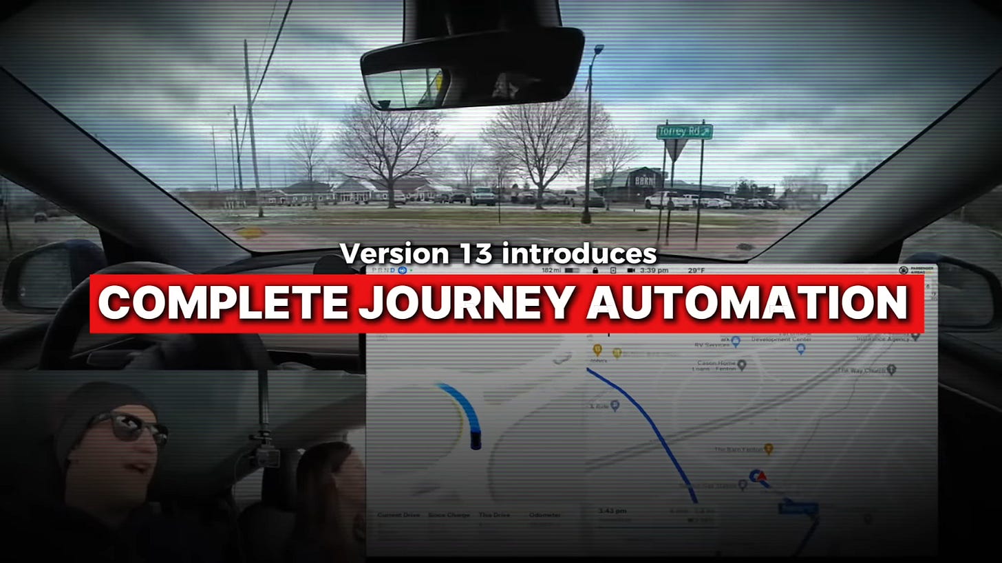 Tesla FSD V13 demo showcasing autonomous driving capabilities.