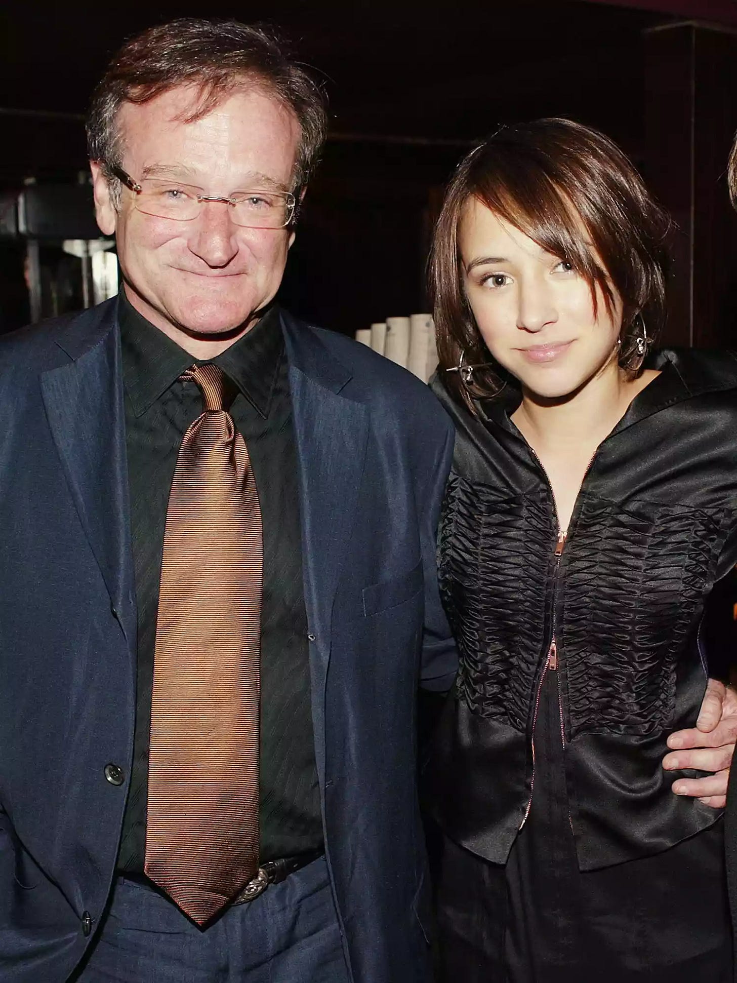 Robin Williams and his daughter Zelda Williams attend the after party for "House Of D" on May 7, 2004 in New York City.