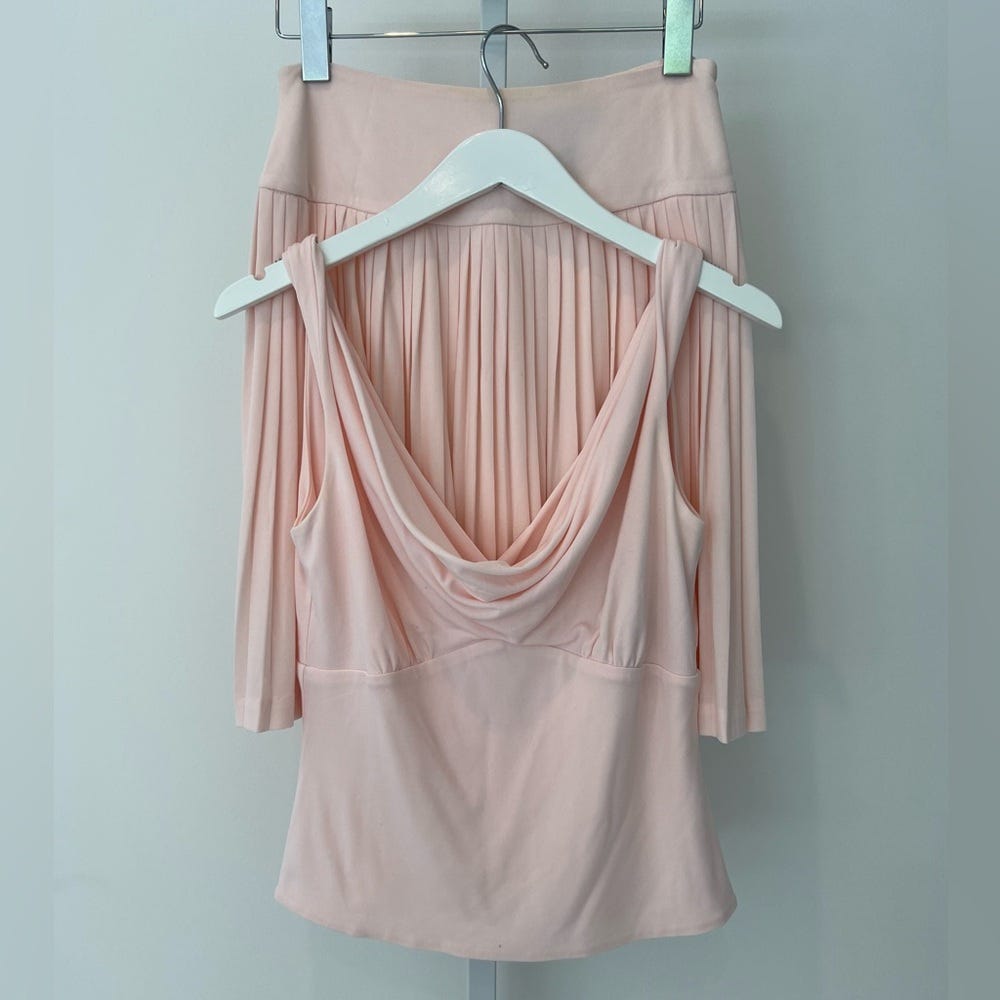 BILL BLASS LIGHT PINK SET TOP SIZE 2 & PLEATED SKIRT SIZE 4 - Picture 1 of 16