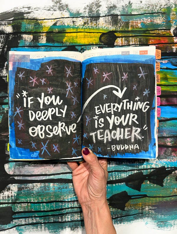 Everything is your Teacher. handlettering by Tracy Benjamin @thehandwritingclub @shutterbean