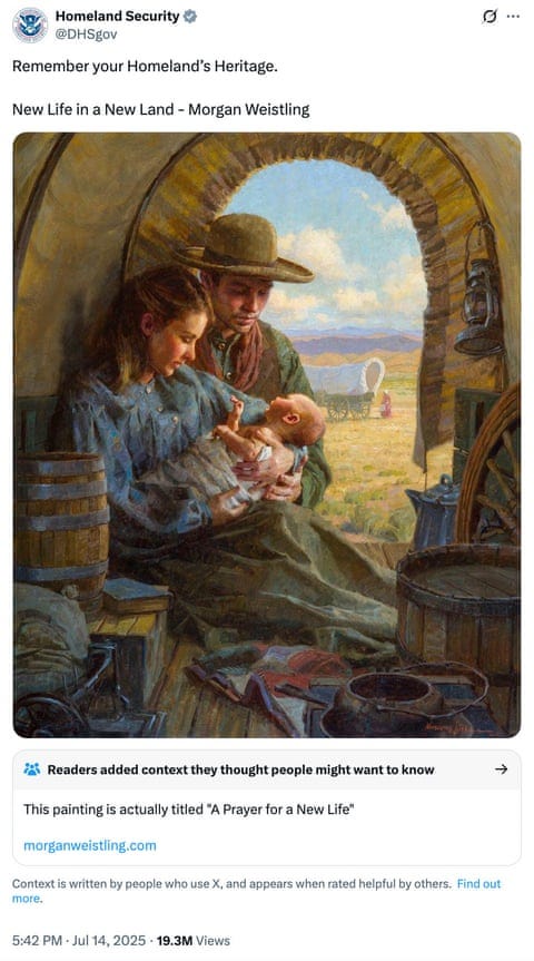 A post by the Department of Homeland Security on X.