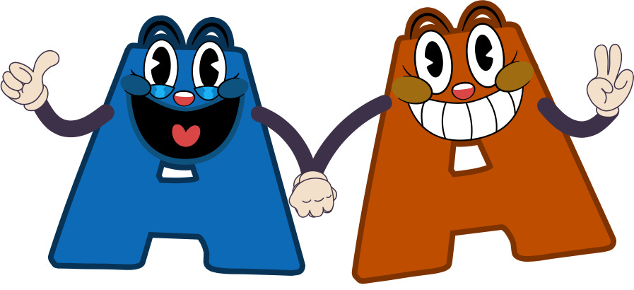 Two cartoon letter A's holding hands, symbolizing the strength of A/A testing.