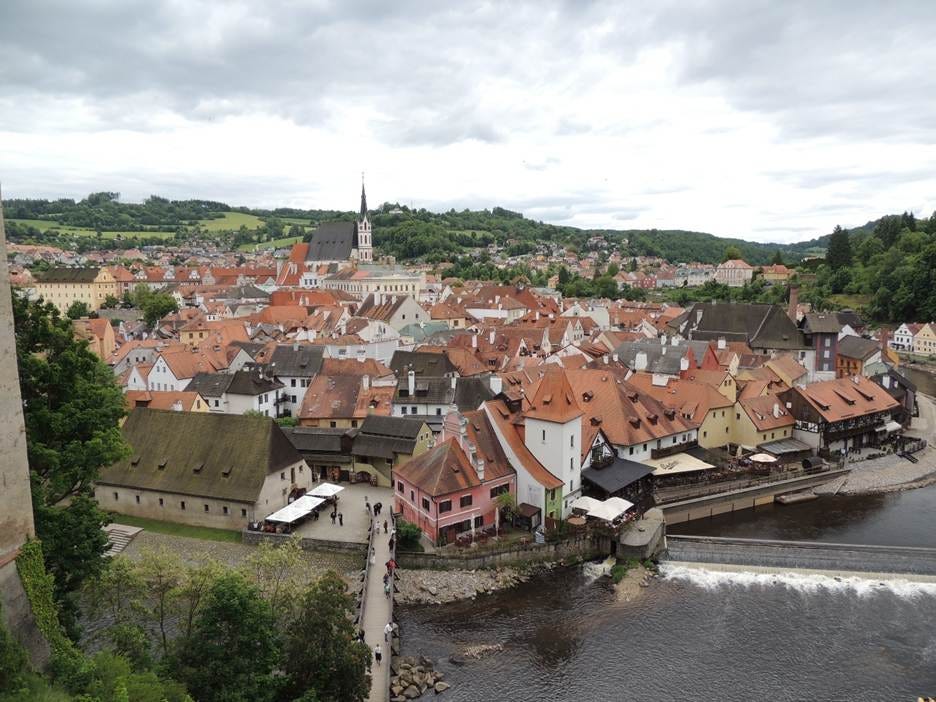 Český Krumlov with red roofs and a river

AI-generated content may be incorrect.
