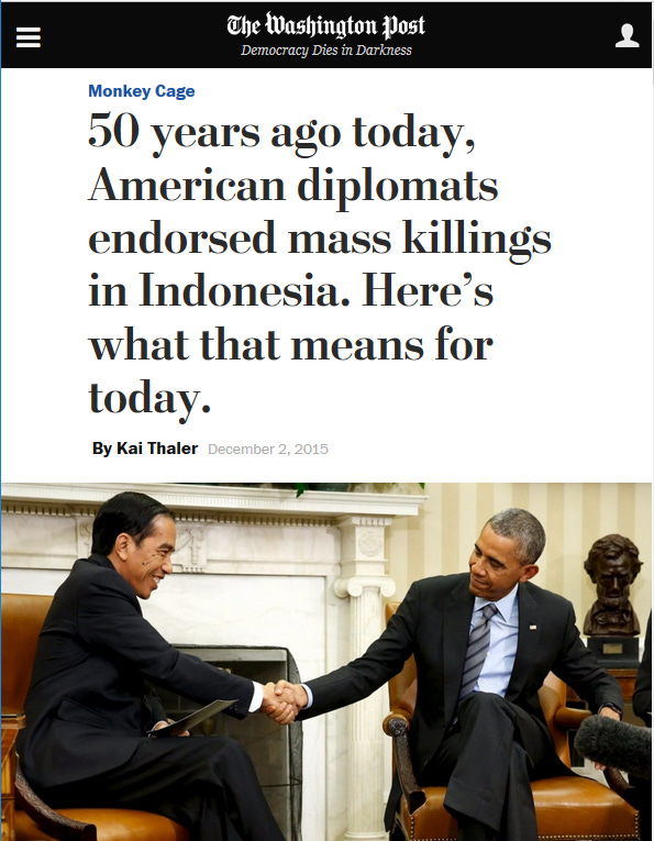 Washington Post: 50 years ago today, American diplomats endorsed mass killings in Indonesia