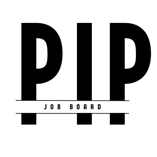 the letters PIP in large font with the words JOB BOARD written across it