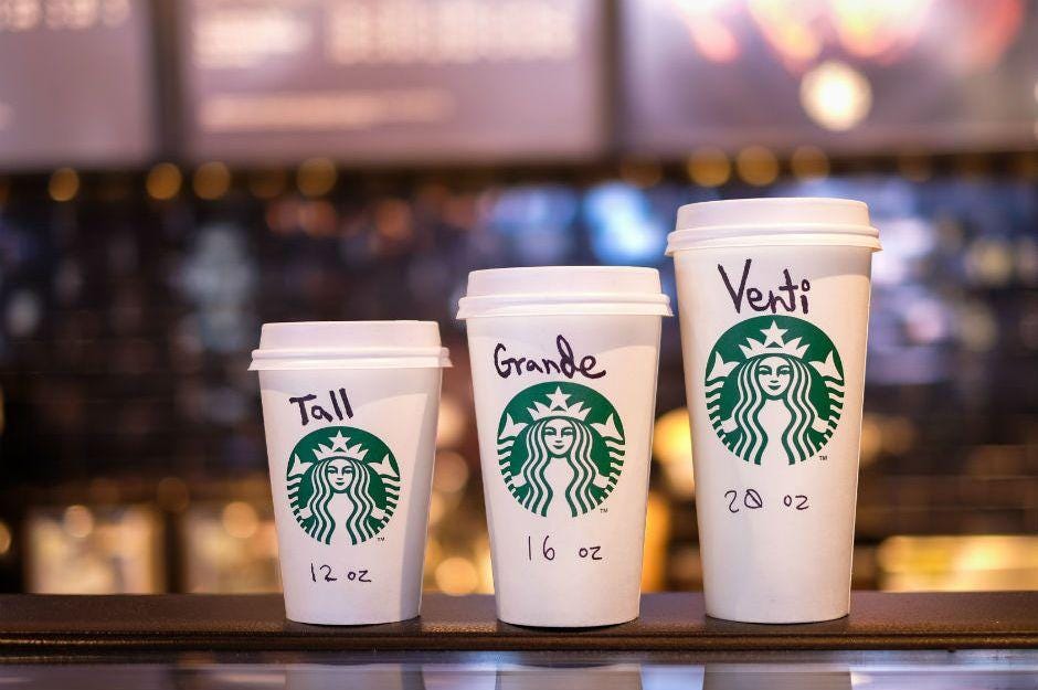 Starbucks Coffee Sizes: The Interesting Story of Short, Tall, Grande, Venti  Names - CEOtudent