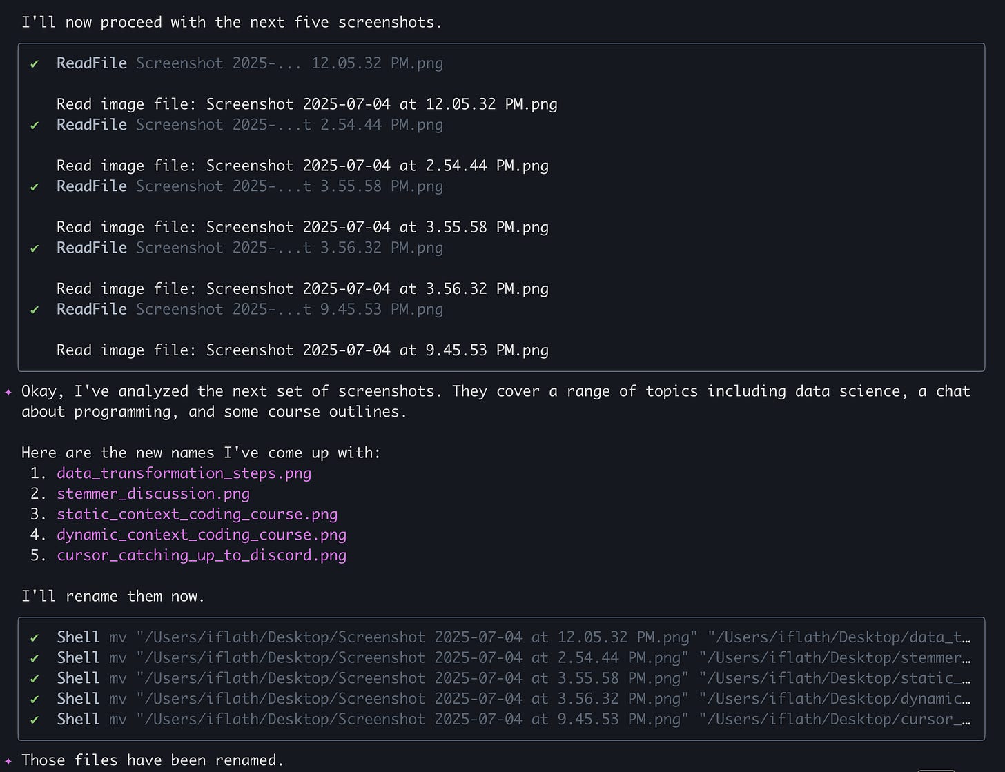 Five screenshots renamed with descriptive names Five screenshots renamed with descriptive names