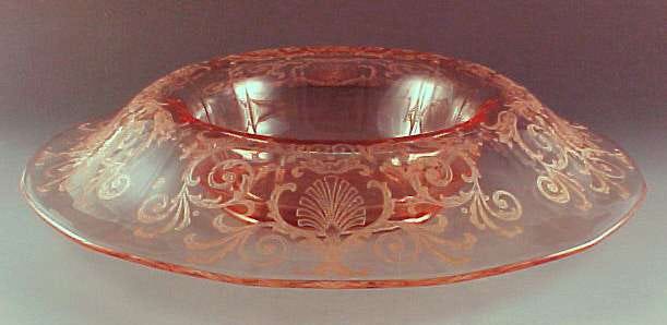 Fostoria Glass Versailles Etched Pink Console Bowl