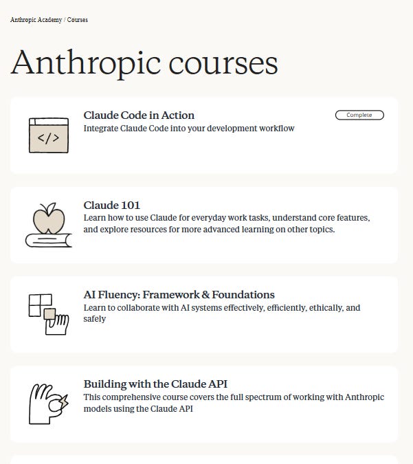 Anthropic 13 free AI courses with certificates.