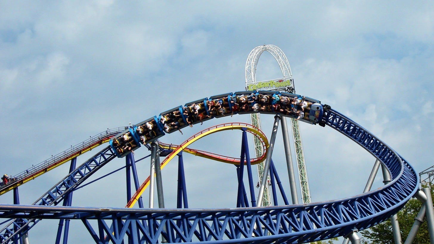 A Millennium Force train at Cedar Point. Image: Cmedinger via Wikimedia Commons A Millennium Force train at Cedar Point. Image: Cmedinger via Wikimedia Commons