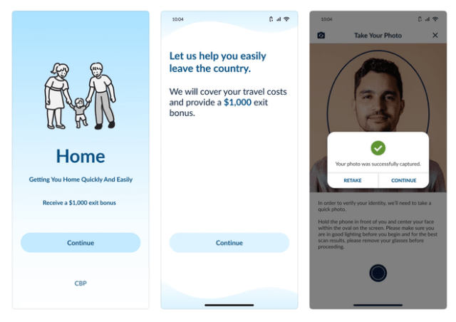 CBP Home mobile application screenshots