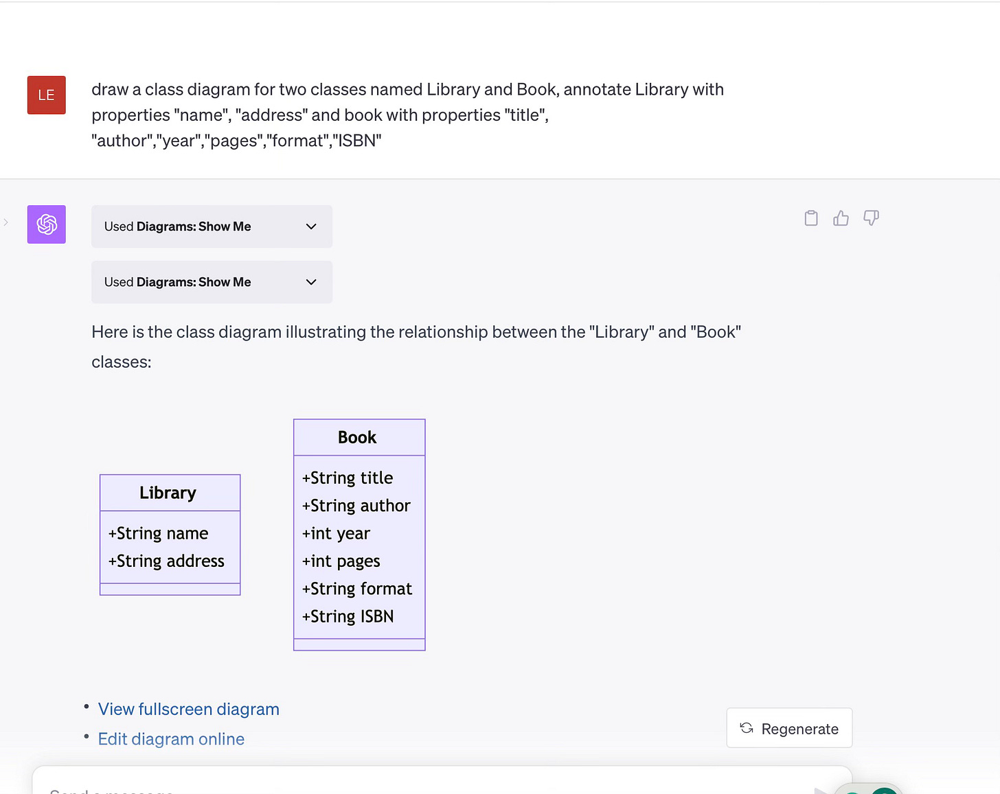 Chat with ChatGPT creating a diagram