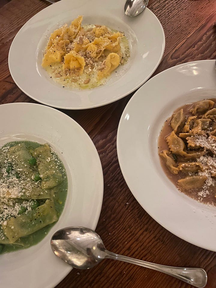 Pastas at Antico Nuovo; the Plantain Breakfast at Gloria's